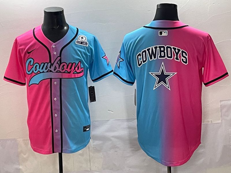 Men 2025 Dallas Cowboys Blank Blue pink Nike Limited NFL Jersey style 006